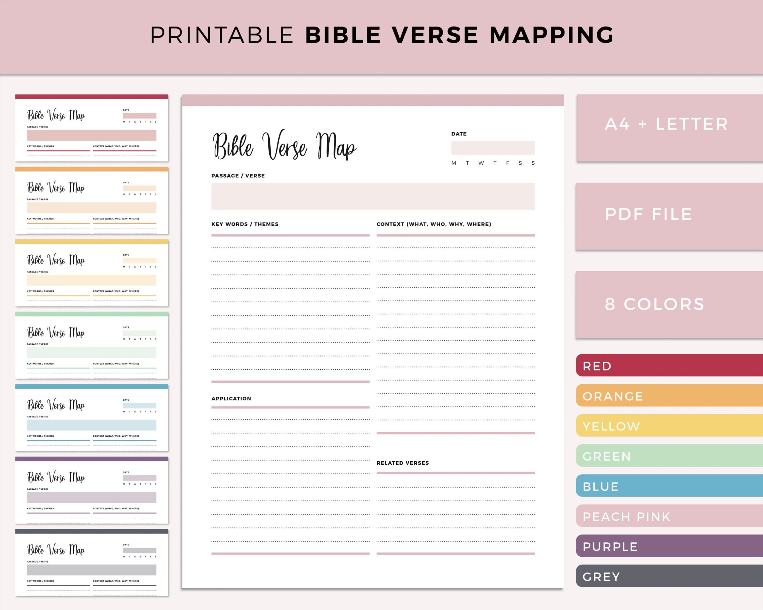 Bible Verse Mapping Printable Bible Verse Mapping Journal Bible Verse Map Bible Study Bible Journaling A4 And Letter Size Etsy