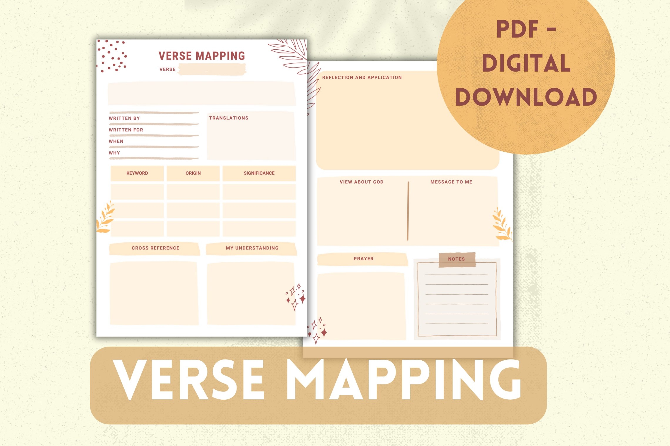 Bible Verse Mapping Template Printable Digital 3631032 