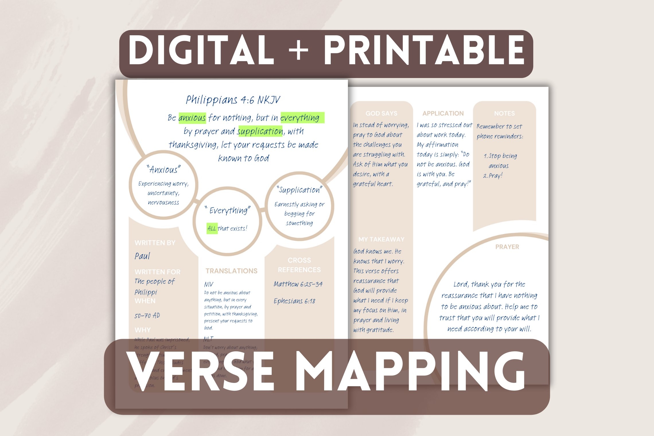 Bible Verse Mapping Template Printable Digital 3631033 