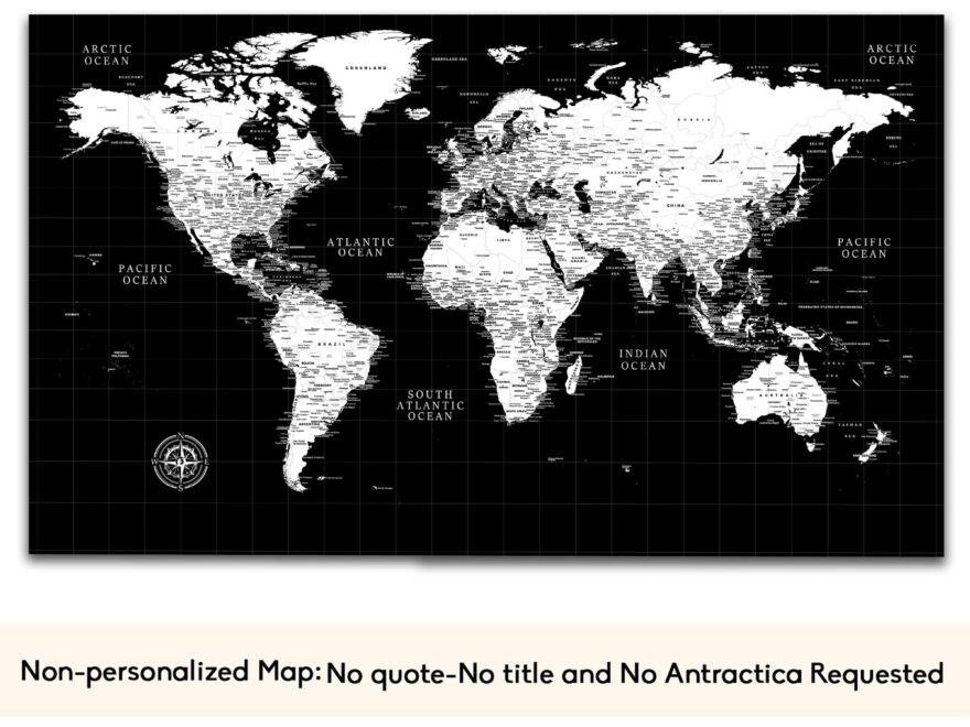 Black Push Pin World Map Accurate World Travel Map