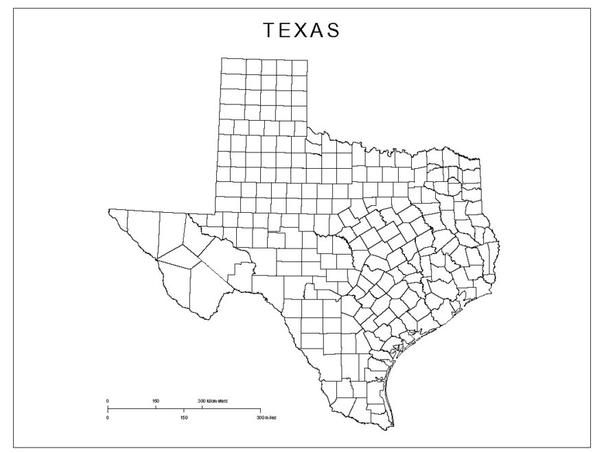 Blank County Map Of Texas