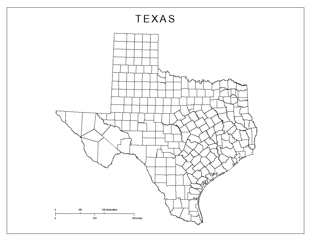 Blank County Map Of Texas