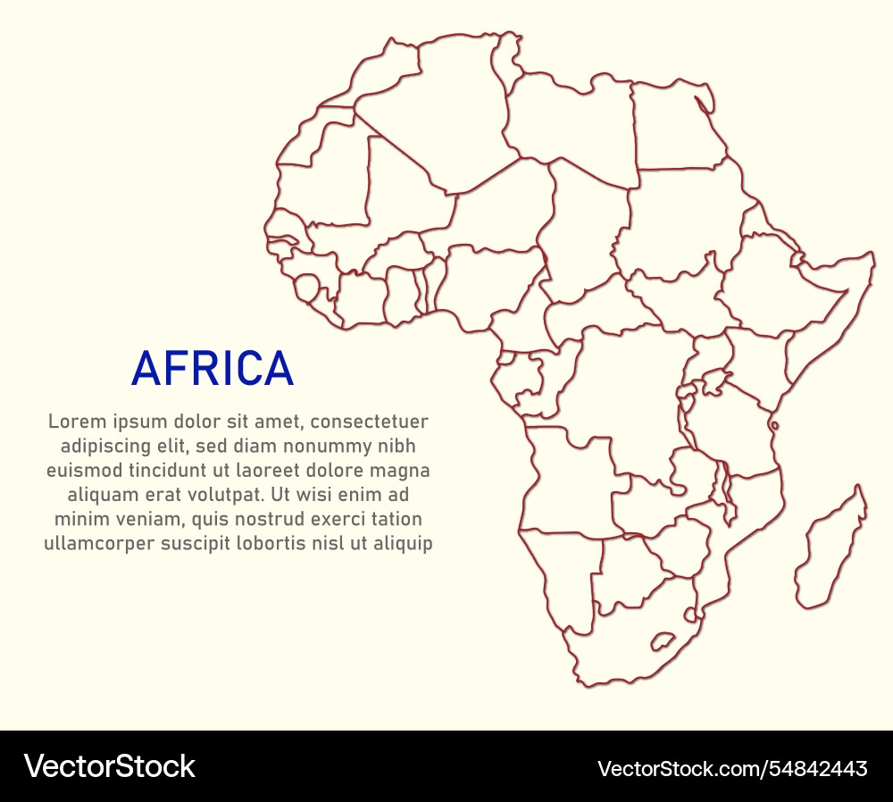 Blank Map Of Africa Printable Outline Royalty Free Vector