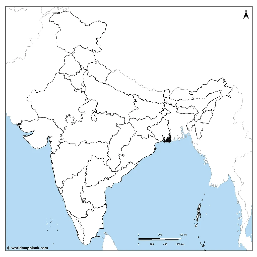 India Map Outline Printable