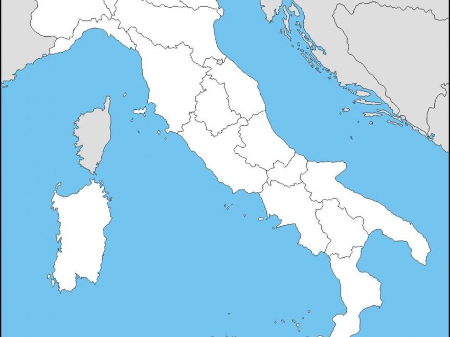 Blank Map Of Italy Blank Map Of Italy With Regions Southern Europe Europe