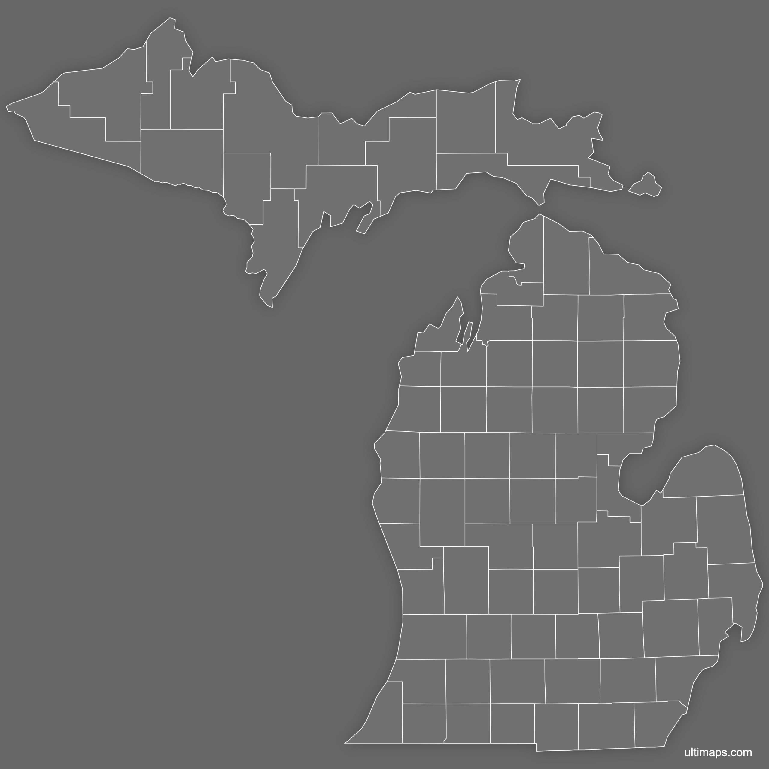 Blank Map Of Michigan Counties Ultimaps