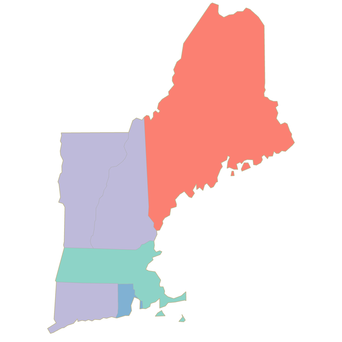 Blank New England States Map Printable