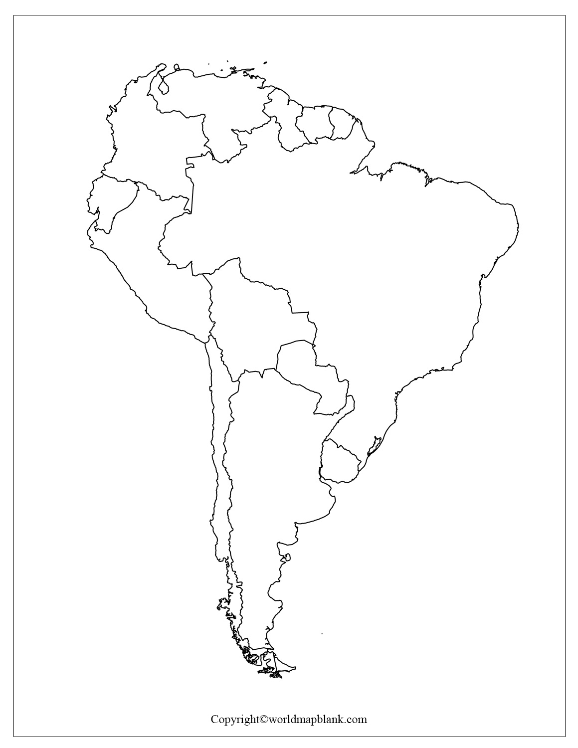 Printable Labeled South America Map