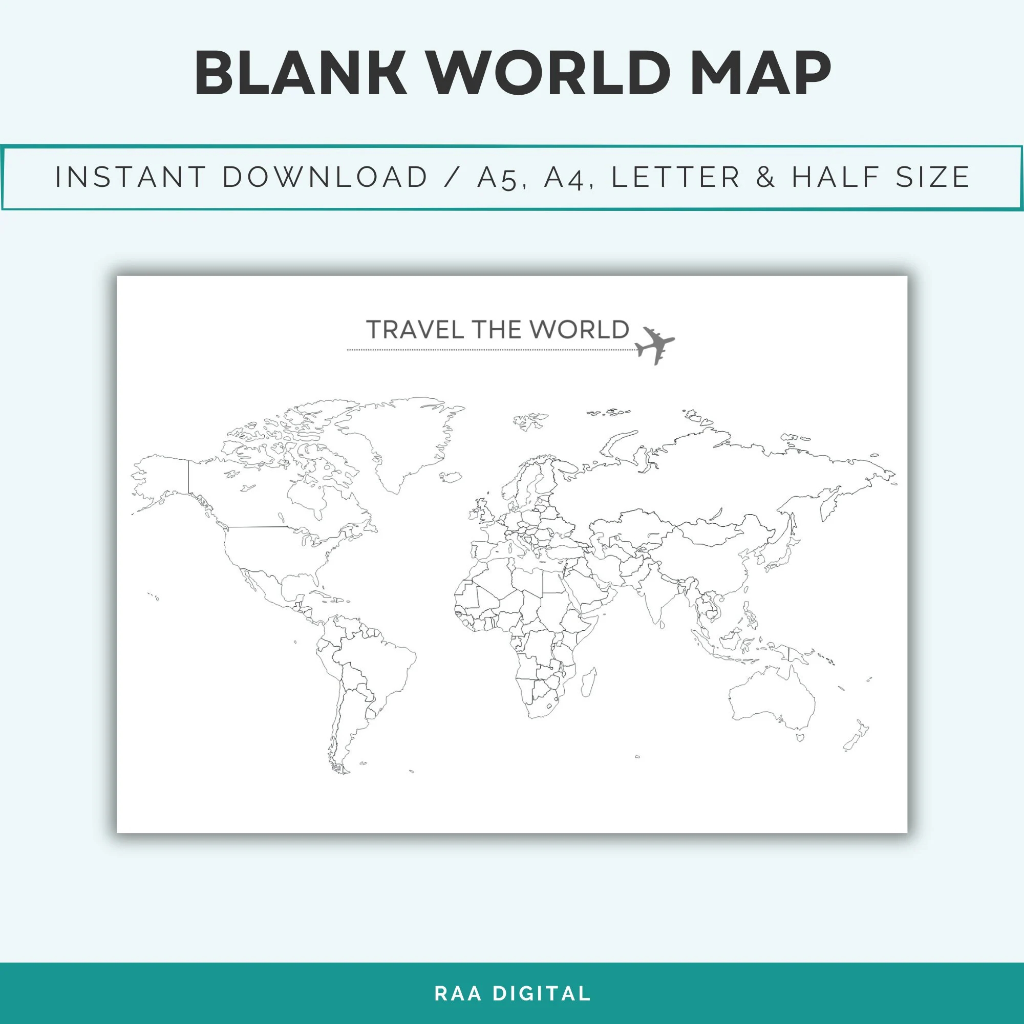 Outline Of World Map Printable