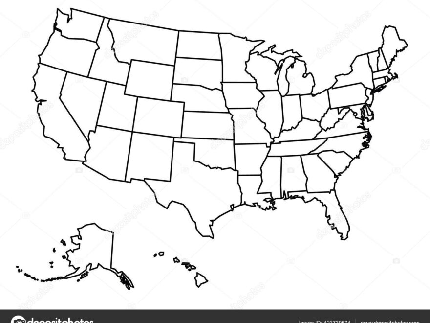 Blank Outline Map Of USA Stock Vector By pyty 423739574