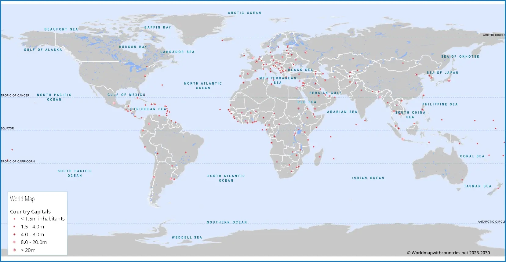 Blank Printable World Map With Countries Capitals