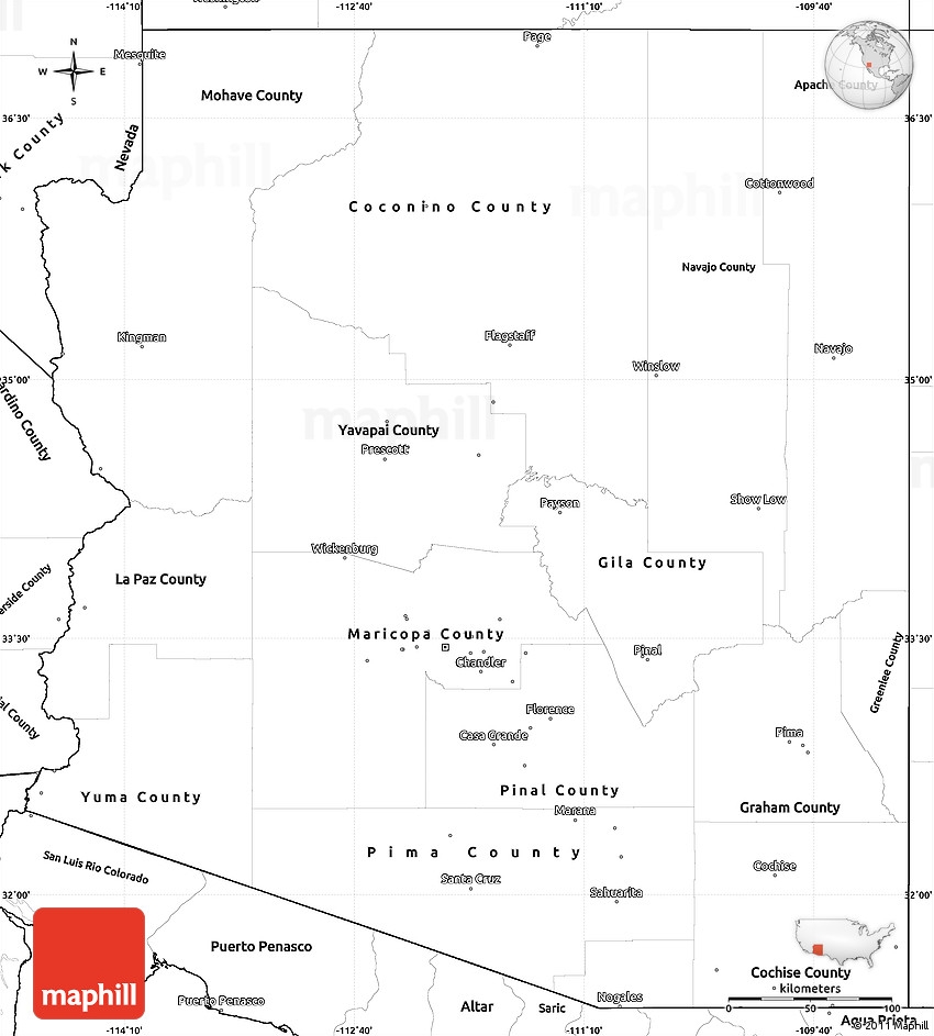Blank Map Arizona Printable