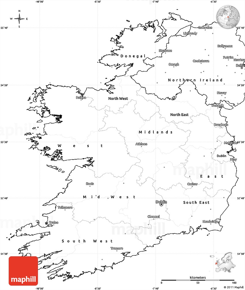 Printable Map Of Ireland Black And White