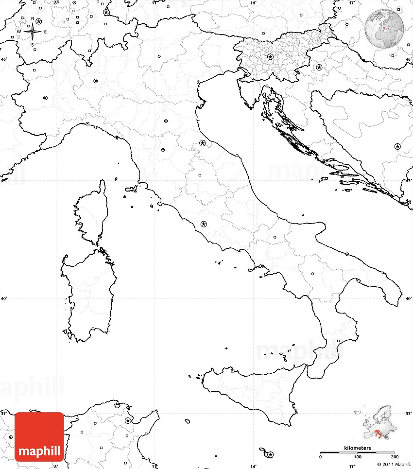 Outline Map Of Italy Printable