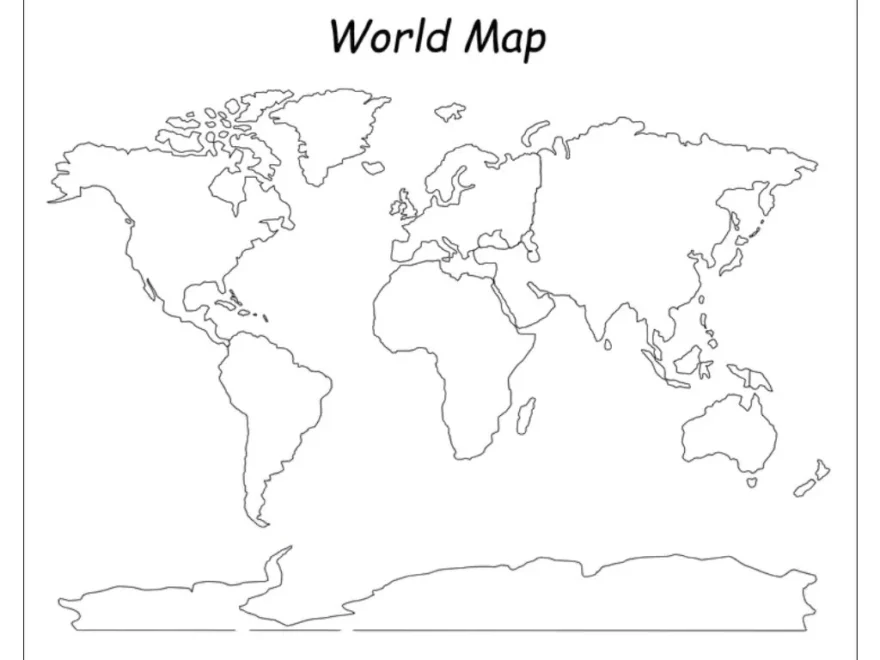 Blank World Map With Countries Borders Continents