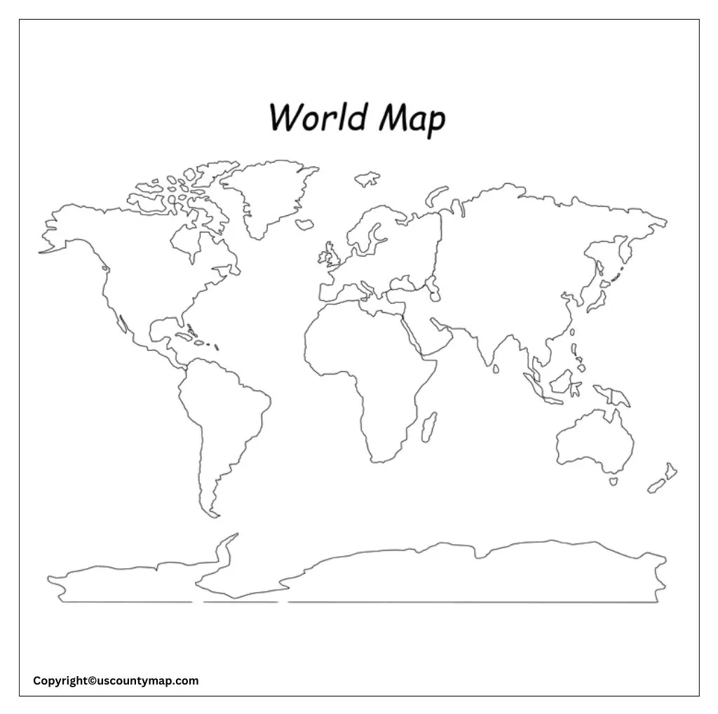 Blank World Map With Countries Borders Continents