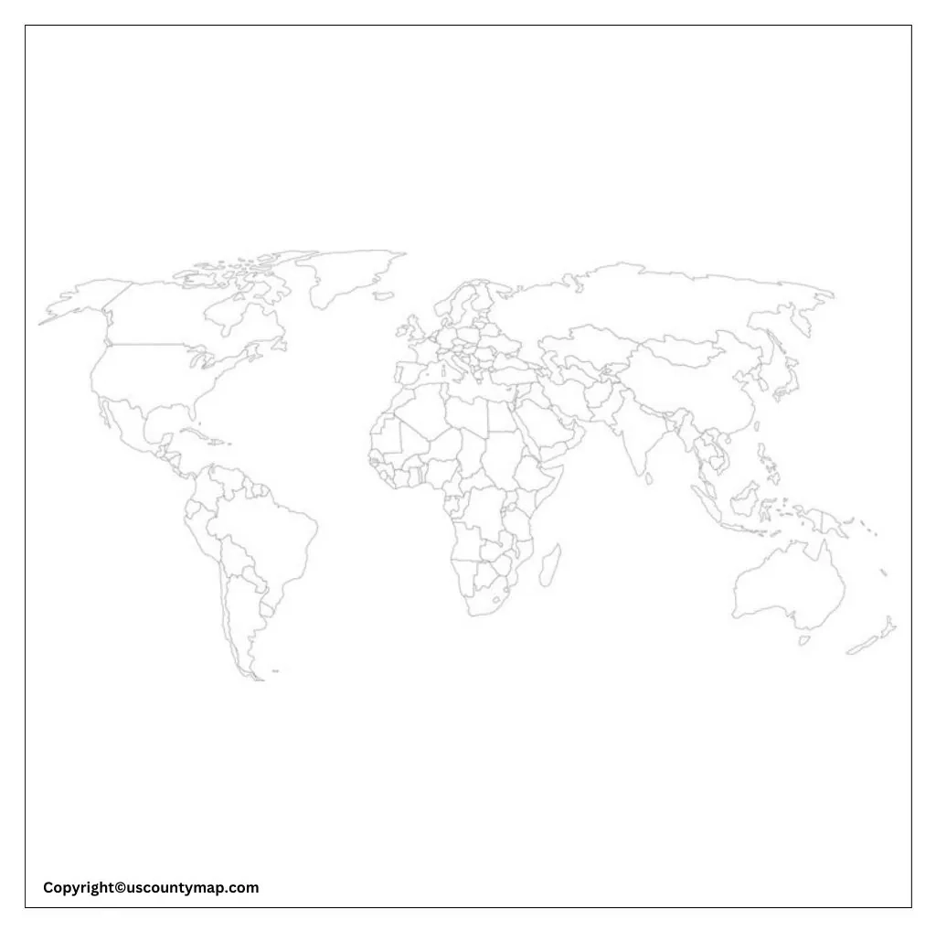 Blank World Map With Countries Borders Continents