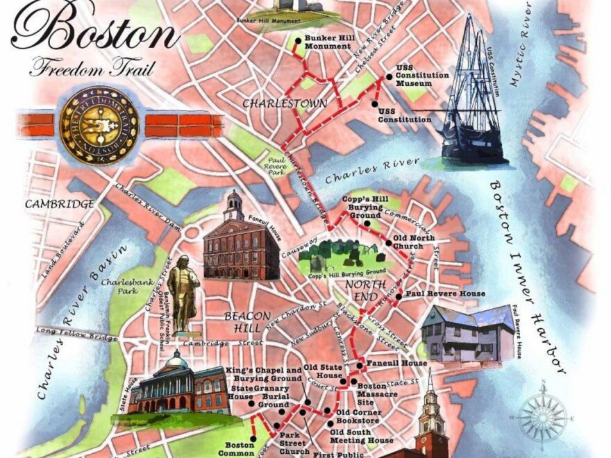 Boston Freedom Trail Map Freedom Trail Map Boston United States Of America