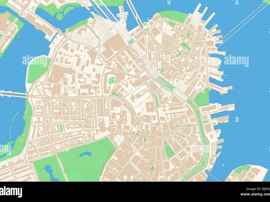 Boston Massachusetts Printable Map Excerpt This Vector Streetmap Of Downtown Boston Is Made For Infographic And Print Projects Stock Vector Image Art Alamy