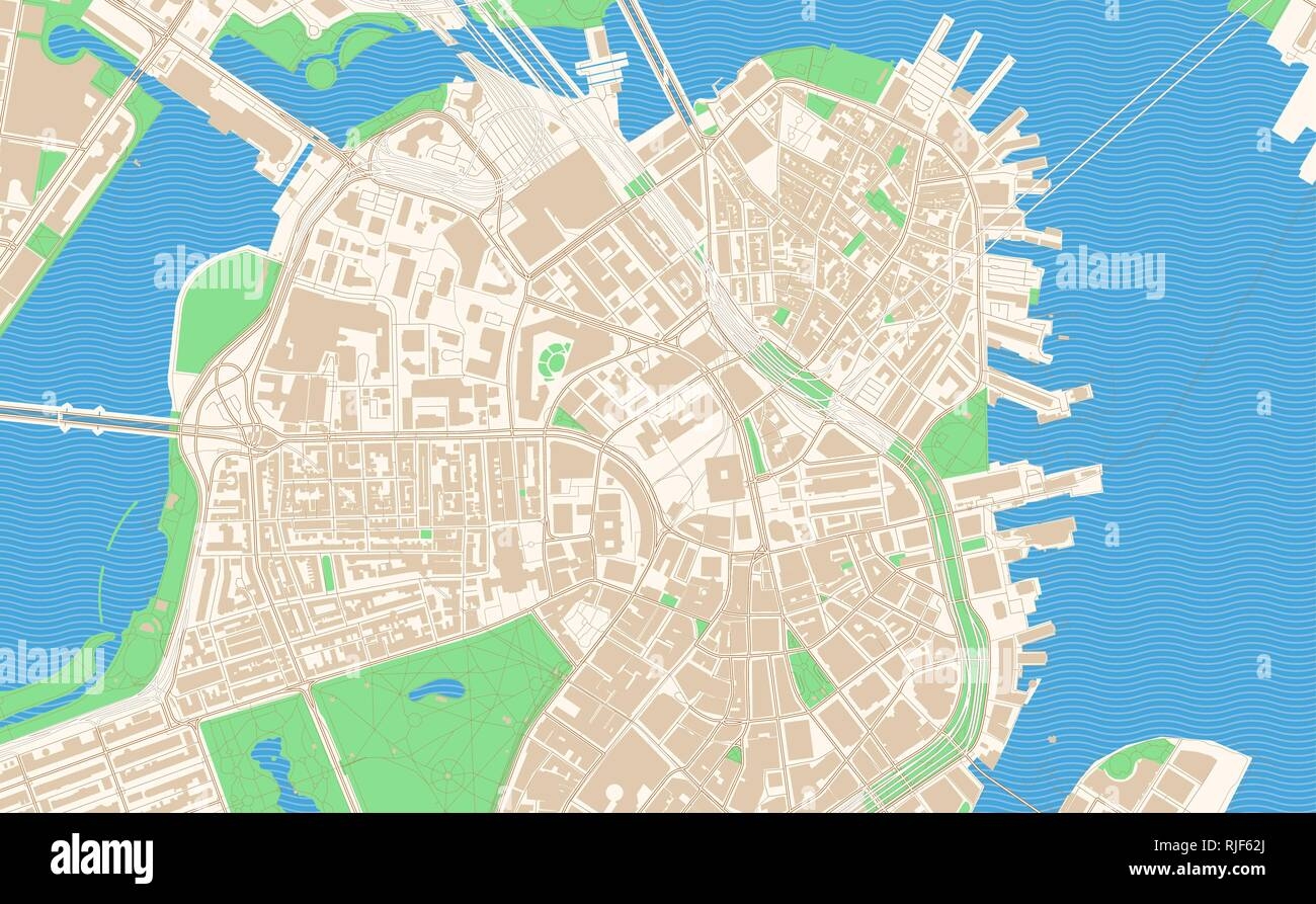 Boston Massachusetts Printable Map Excerpt This Vector Streetmap Of Downtown Boston Is Made For Infographic And Print Projects Stock Vector Image Art Alamy