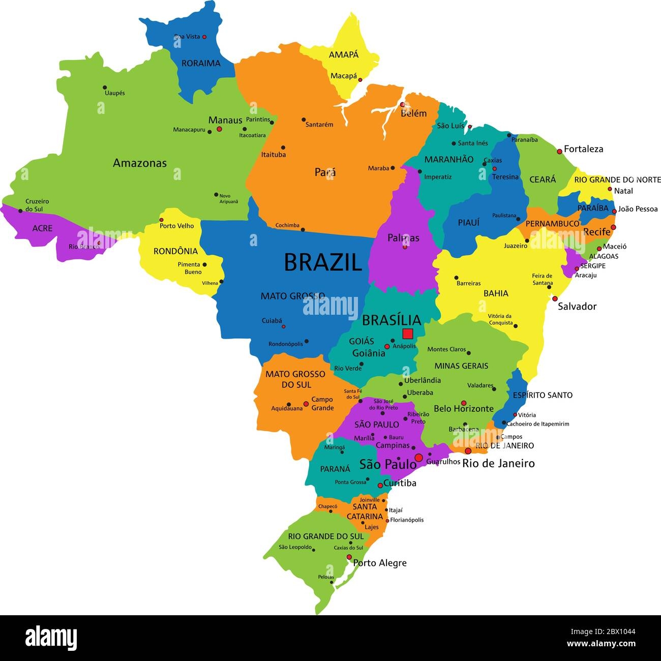 Free Color Printable Map Of Brazil Labeled