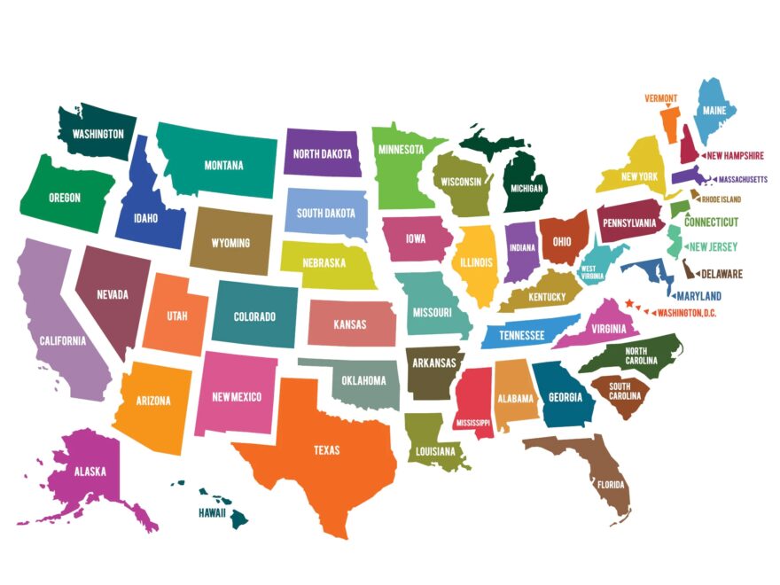 Bright Colors USA Map Clip Art United States Of America Instant Download File Geography Commercial Personal JPEG PNG Vector Eps Etsy