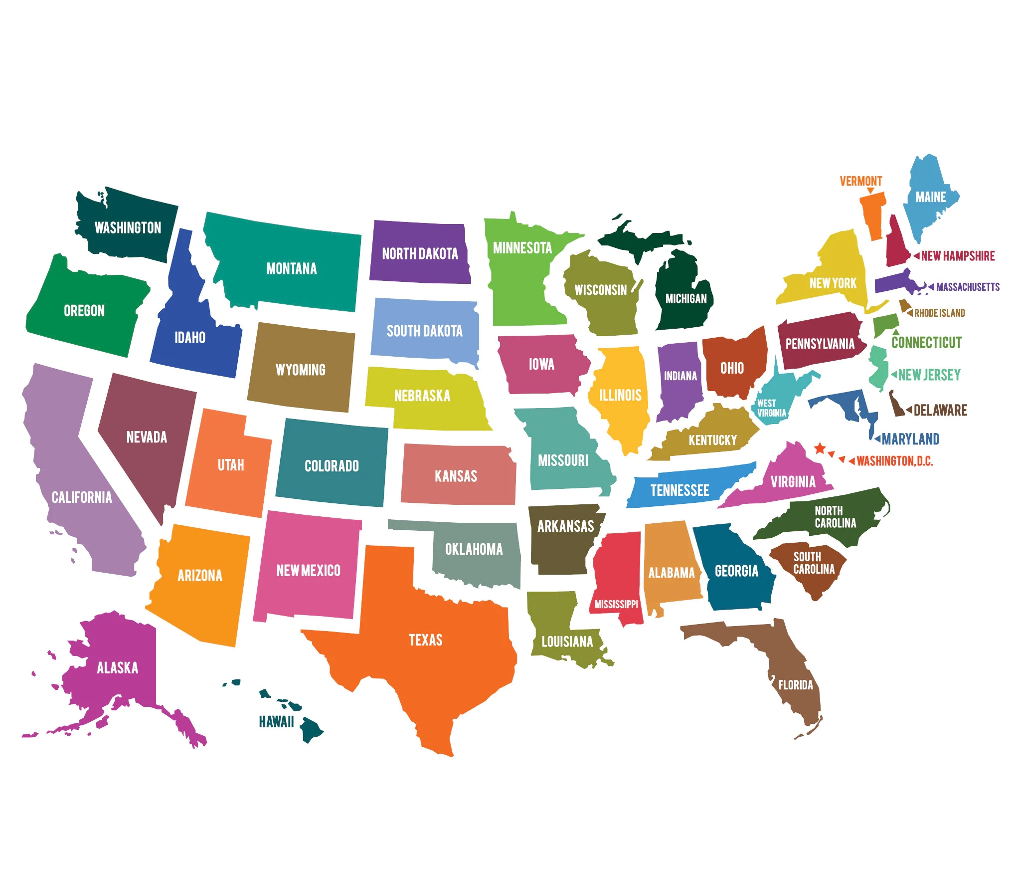 Bright Colors USA Map Clip Art United States Of America Instant Download File Geography Commercial Personal JPEG PNG Vector Eps Etsy