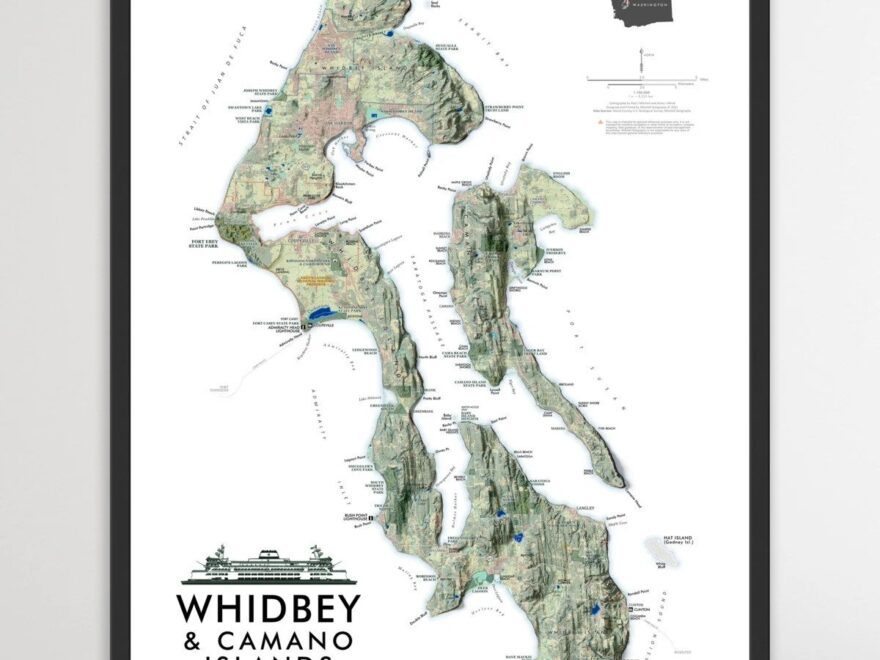 Buy Whidbey Island Washington Map 24 In X 18 In Online In India Etsy