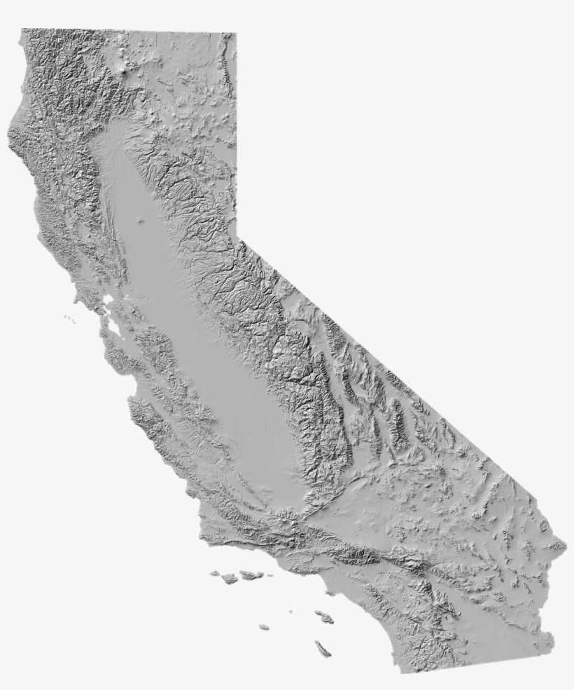 Blank California Topigraphical Map Printable