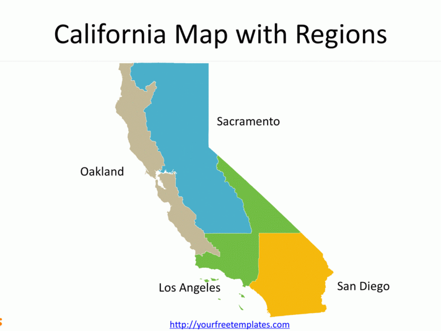 California Map with Regions 10 Free PowerPoint Template