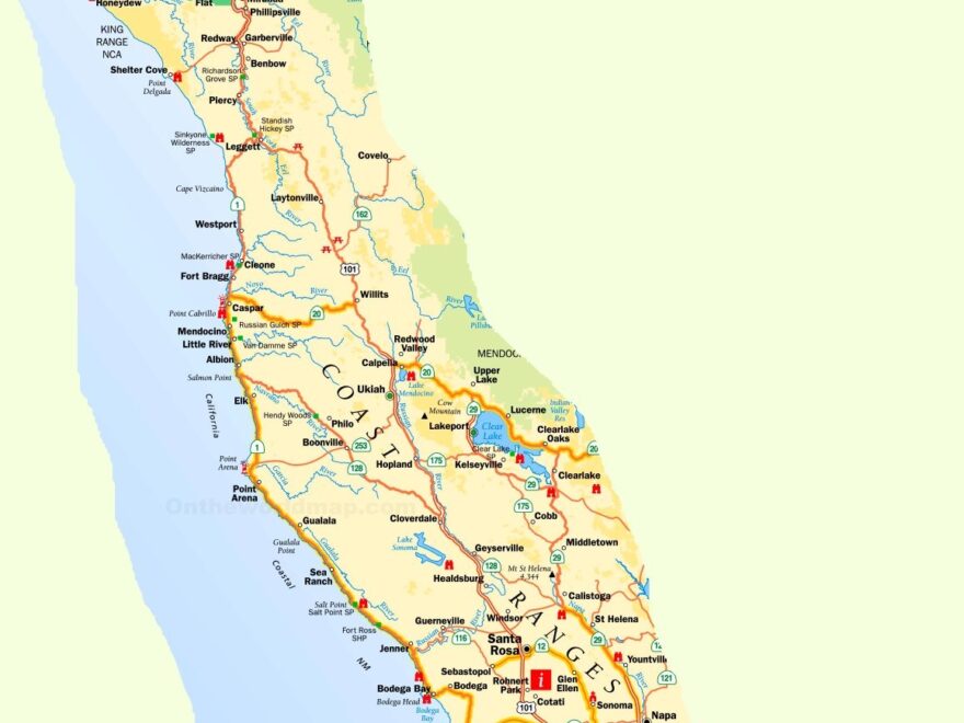 California North Coast Map Ontheworldmap