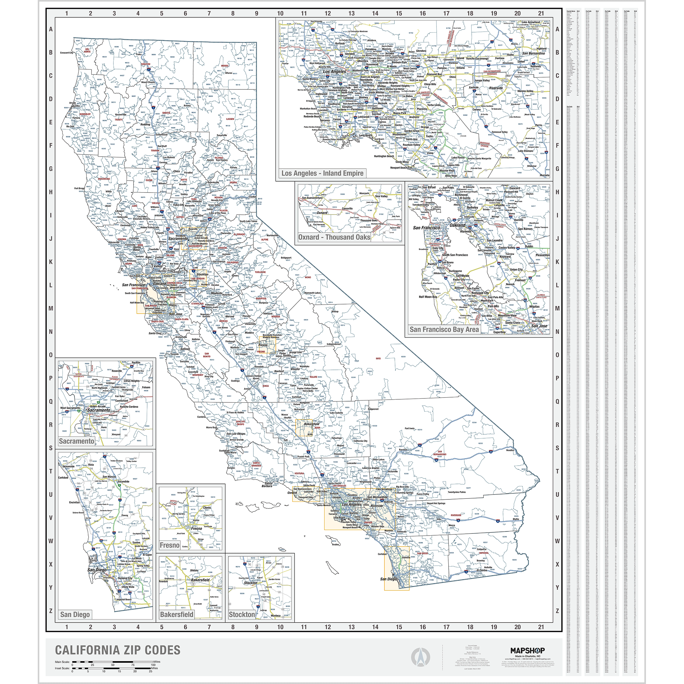 California Zip Code Map Printable