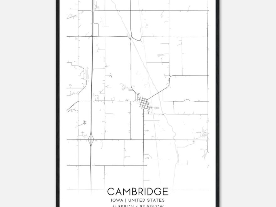 Cambridge Iowa Map Poster Modern Home Decor Wall Art Print Custom Maps Posters