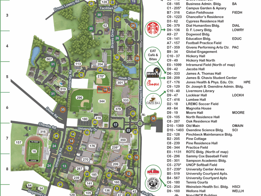 Campus Map UNC Pembroke Modern Campus Catalog