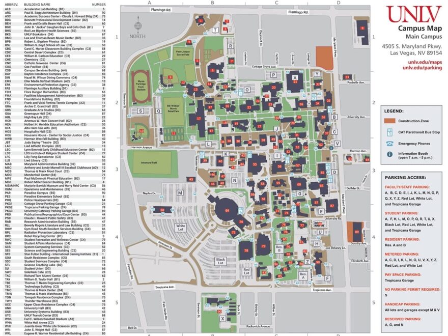 Campus Map UNLV Online Visitor s Guide