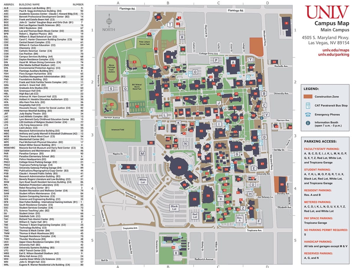 Campus Map UNLV Online Visitor s Guide