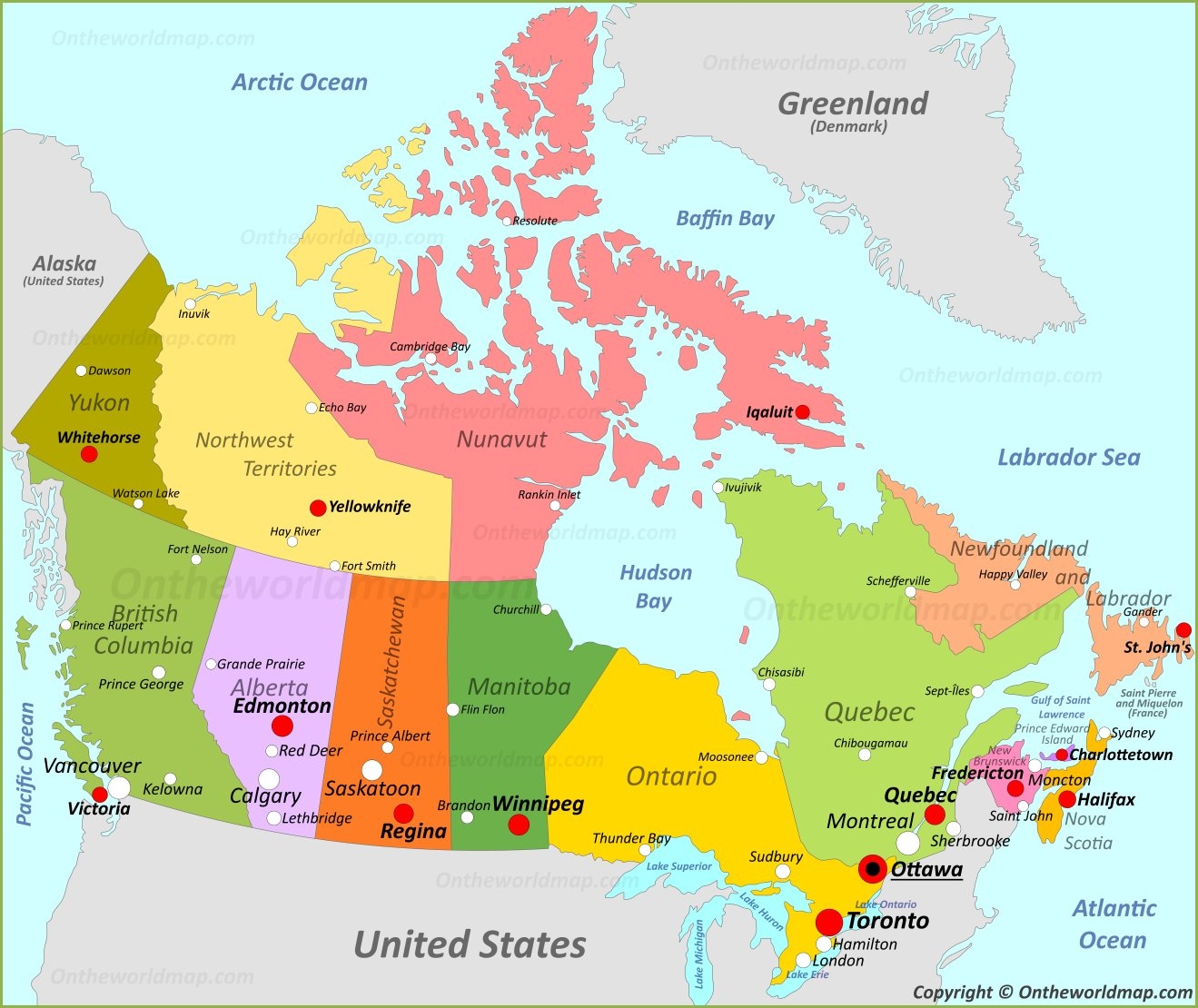 Free Printable Map Of Canada Provinces
