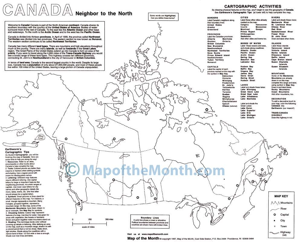 Map Of Canada Outline Printable
