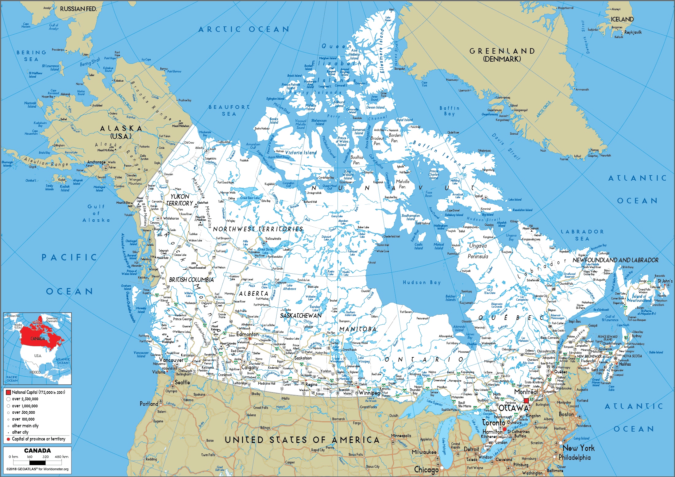 Canada Map Road Worldometer