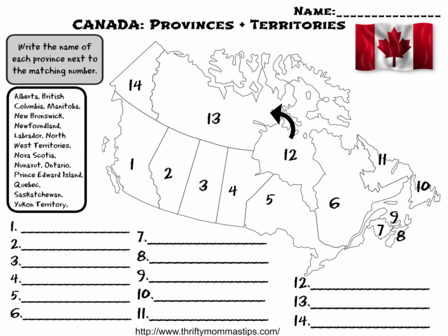Canadian Provinces And Territories Worksheet Thrifty Mommas Tips