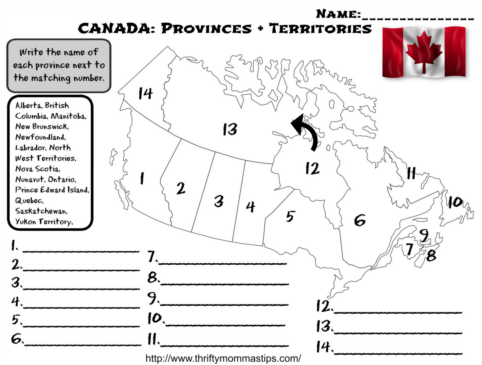 Canadian Provinces And Territories Worksheet Thrifty Mommas Tips Worksheets Library