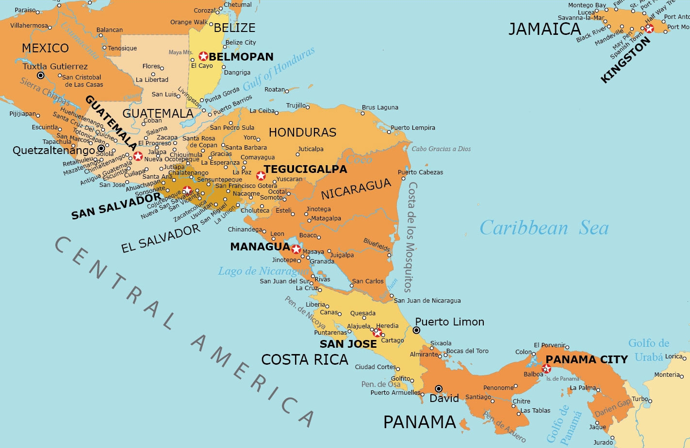 Central America Map Printable