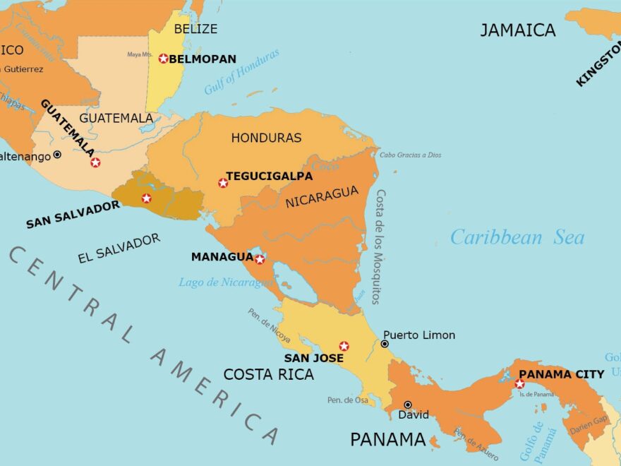 Central America Map Countries And Cities GIS Geography