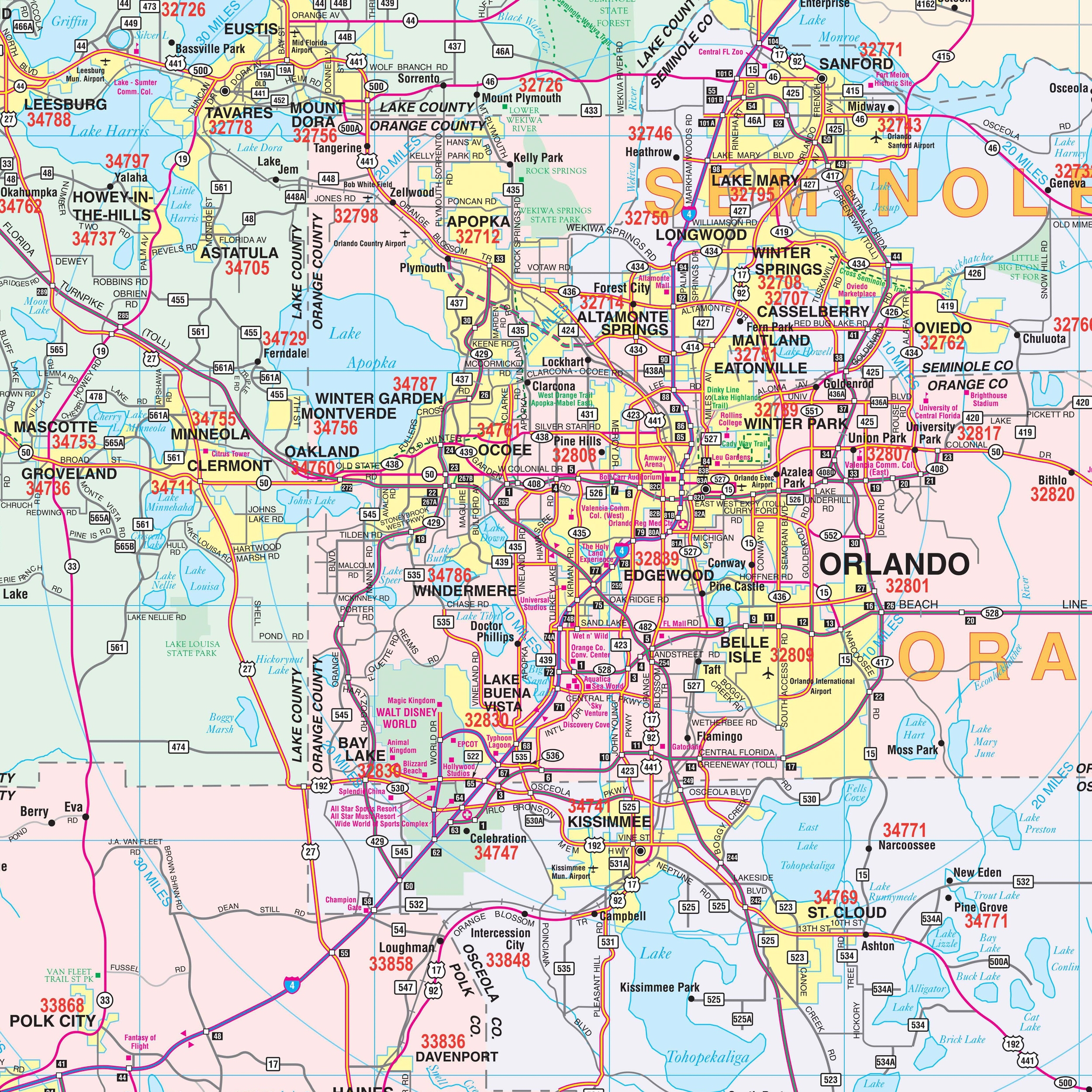 Central Florida Road Map Printable