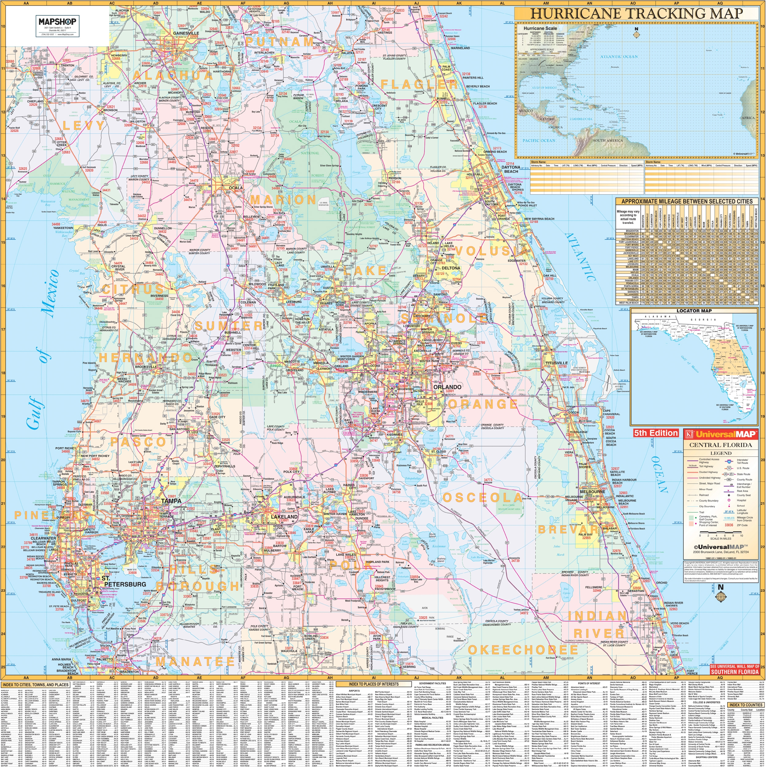 Central Florida Regional Wall Map By Kappa The Map Shop