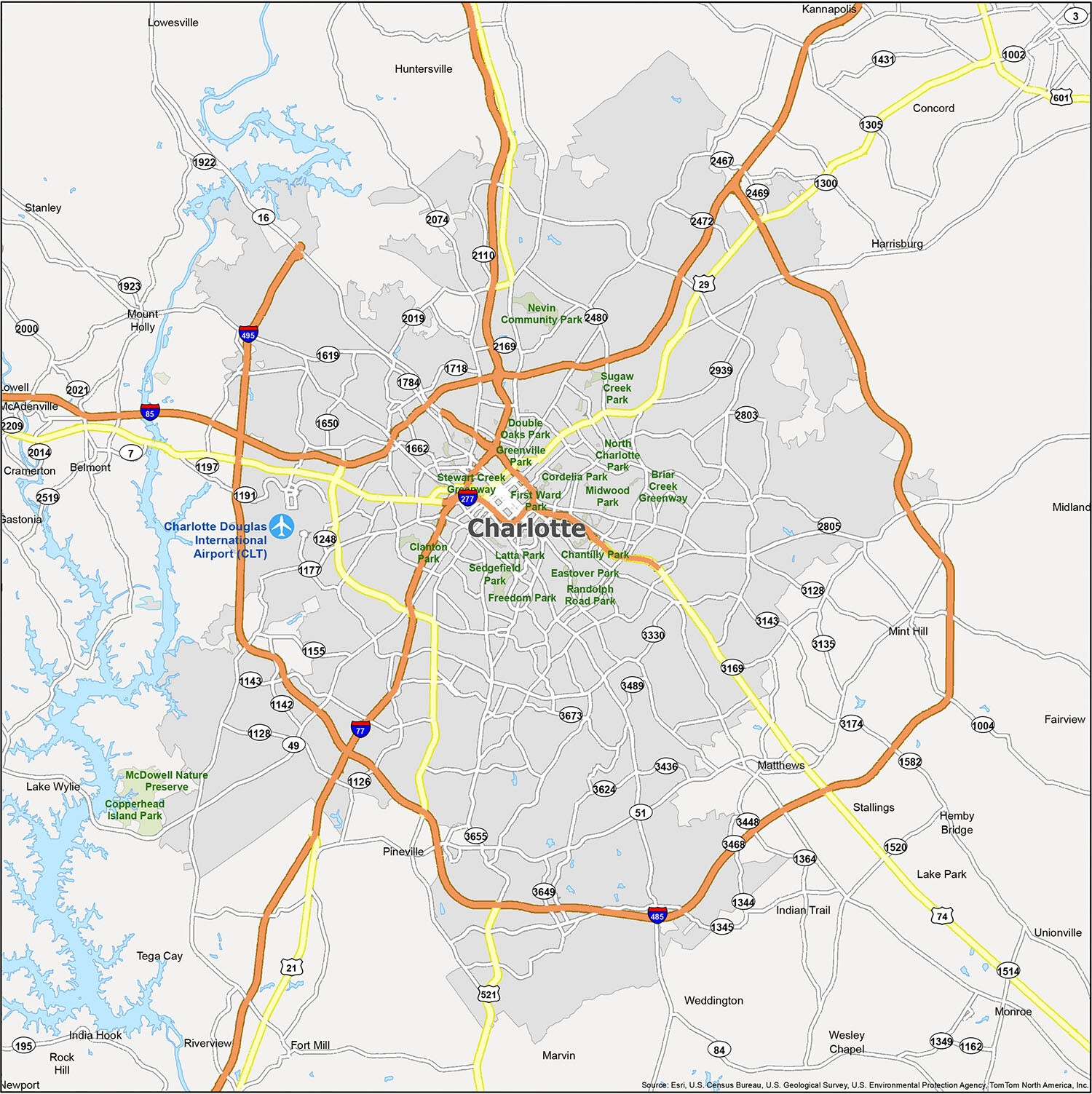 Printable Charlotte Nc Tourist Map
