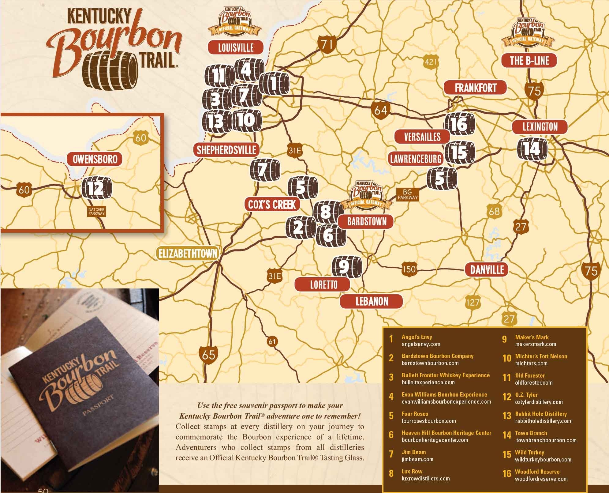 Printable Map Of Kentucky Bourbon Trail
