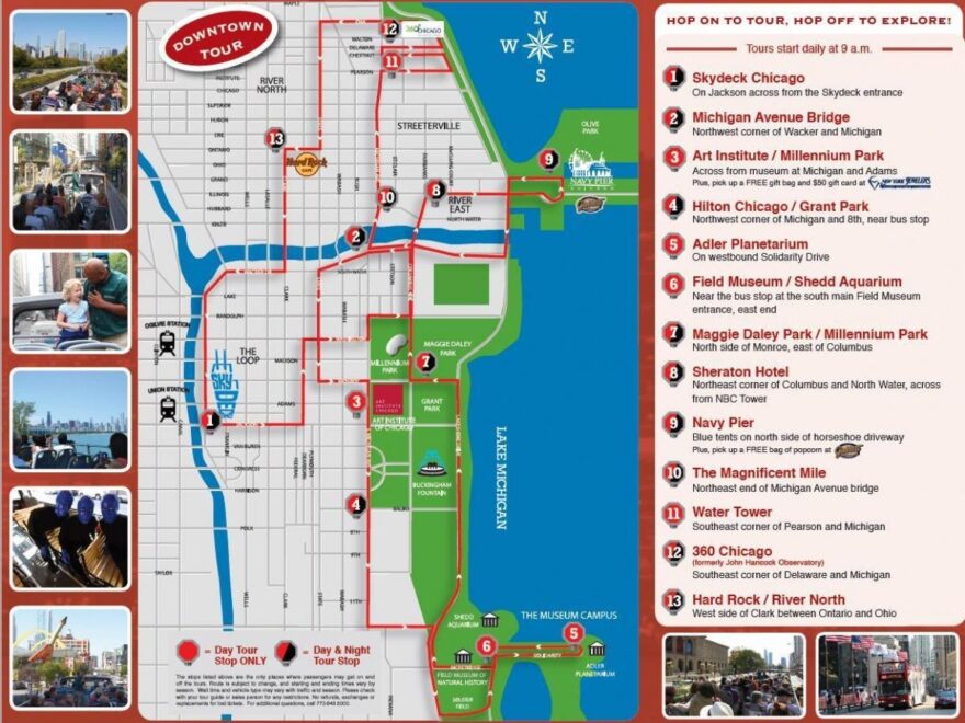 Chicago Attractions Map FREE PDF Tourist City Tours Map Chicago 2025
