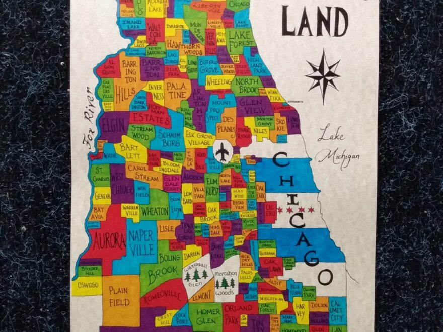Chicago Suburbs Map Chicagoland Etsy