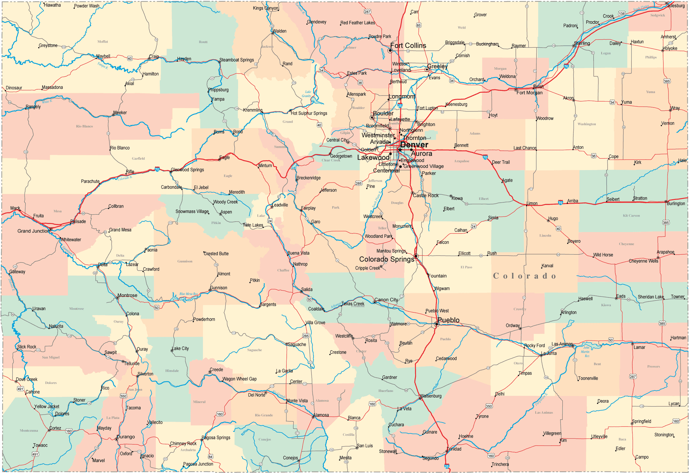 Colorado Road Map CO Road Map Colorado Highway Map